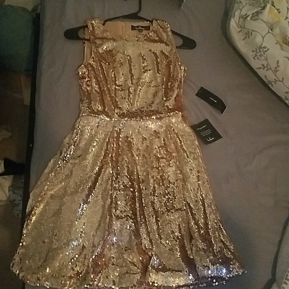 Gold sequin dress